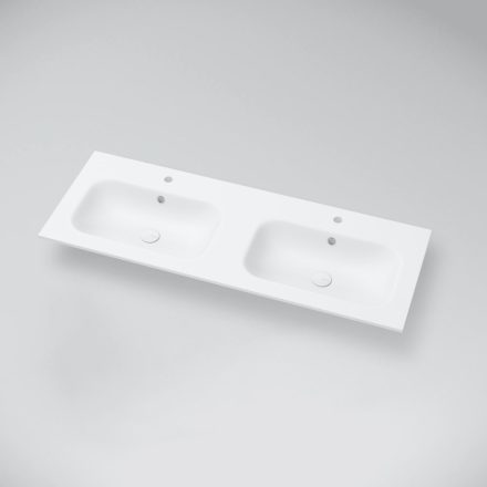 Marmy Aspen öntött márvány beépíthető dupla mosdó 140x51 cm, fényes fehér 807207144210