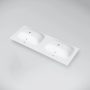 Marmy Aspen öntött márvány beépíthető dupla mosdó 140x51 cm, fényes fehér 807207144210