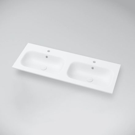 Marmy Aspen öntött márvány beépíthető dupla mosdó 120x46 cm, fényes fehér 807262124210