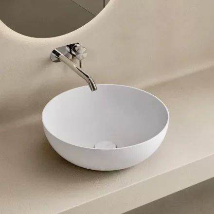 Marmy Caprice kerek öntött márvány mosdó 40 cm, matt fehér 808012041011