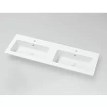   Marmy Bergamo Slim dupla öntött márvány mosdó 140x46 cm, fényes fehér 808131144210