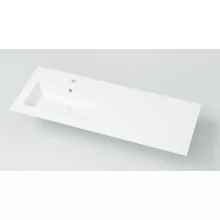   Marmy Bergamo Slim balos öntött márvány mosdó 120x46 cm, túlfolyóval, fényes fehér 808210123110