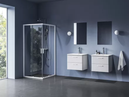 Ravak Blix II NBLRV2 szögletes zuhanykabin átlátszó üveggel 90x90x195 cm, matt fehér profilszín 1LM70E00Z1