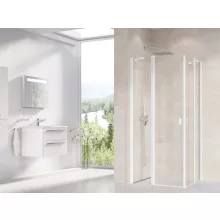 Ravak Chrome CRV2+CRV2 1/2 zuhanykabin ajtó 80x195 cm méretben, átlátszó üveggel, matt fehér profillal