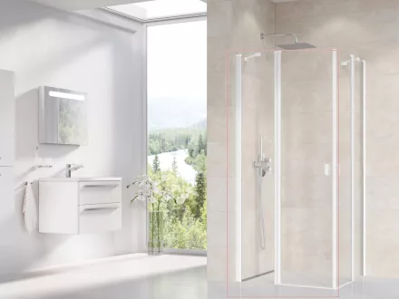Ravak Chrome CRV2+CRV2 1/2 zuhanykabin ajtó 90x195 cm átlátszó üveggel, matt fehér profillal