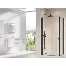  Ravak Chrome CRV1+CRV1 1/2 zuhanykabin ajtó 100x195 cm átlátszó üveggel, matt fekete profilszín 1QVA0301Z1
