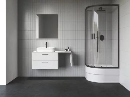 Ravak Blix II NBLCP4 Sabina csökkentett magasságú zuhanykabin 80x80x180 cm átlátszó üveg, matt fekete 3BM40340Z1