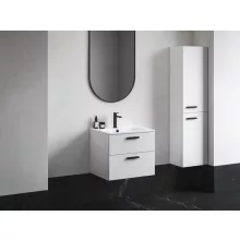   Ravak SB Chrome II 390 jobbos magasszekrény fekete fogantyúval, fehér X000001749