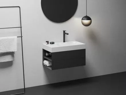 Ravak SD Lite 80 fürdőszobai szekrény mosdó alá, balos/matt fekete X000001874