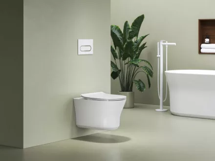 Ravak Ypsilon mélyöblítésű RimOff fali kerámia WC csésze 37x53 cm, fehér kivitelben.
