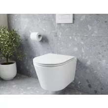   Ravak Flow RimOff fali kerámia WC csésze duroplast WC ülőkével és SoftClose zsanérokkal, fehér X01985