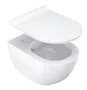 Ravak Uni Chrome RimOff fali kerámia WC csésze műanyag Soft-Close WC ülőkével, fehér kivitelben.