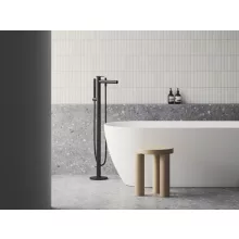   Ravak Spring SG 080.20BL.RB07A padlóra szerelhető kádcsaptelep zuhanyszettel, R-box rendszerhez, matt fekete X070556