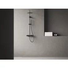   Ravak Spring SG 091.20BL Termosztátos zuhanyoszlop szettel, matt fekete X070558