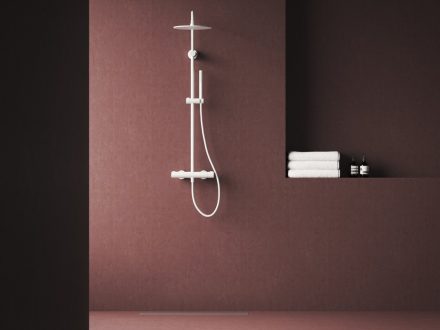 Ravak Spring SG 091.10WHM Termosztátos zuhanyoszlop szettel, matt fehér X070579