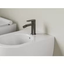 Ravak Chrome II bidécsaptelep leeresztő nélkül, szálcsiszolt grafit kivitelben.
