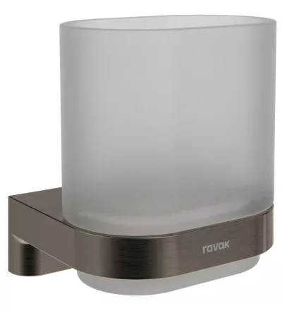 Ravak Chrome CR II 210.20GB fali pohártartó üvegpohárral, szálcsiszolt grafit kivitelben.