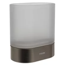 Ravak Chrome CR II 211.20GB álló pohártartó üvegpohárral, szálcsiszolt grafit kivitelben.