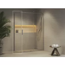 Fényes króm profilszínű fix zuhanyfal átlátszó üveggel, 80x195 cm méretben modern fürdőszobákhoz.
