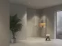 Fényes króm profilszínű Walk-in zuhanyajtó átlátszó üveggel, 140x195 cm méretben modern fürdőszobákhoz.