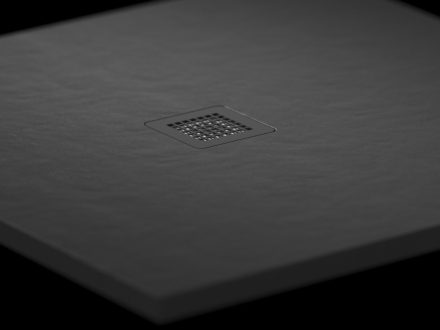 Ravak Slate Pro öntött márvány zuhanytálca 80x80 cm, pala kőzet hatású felület / matt fekete XA034433010
