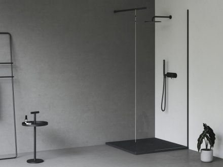 Ravak Slate Pro öntött márvány zuhanytálca 90x90 cm, pala kőzet hatású felület / matt fekete XA037733010