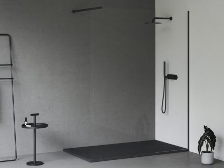 Ravak Slate Pro öntött márvány zuhanytálca 90x160 cm, pala kőzet hatású felület / matt fekete XA03S733010