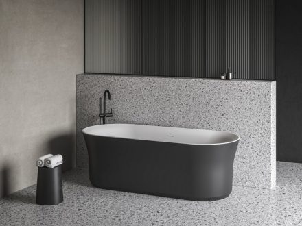 Ravak Ypsilon szabadonálló akrilkád 180x80 cm fekete le-és túlfolyóval, fehér/fekete XC00100058