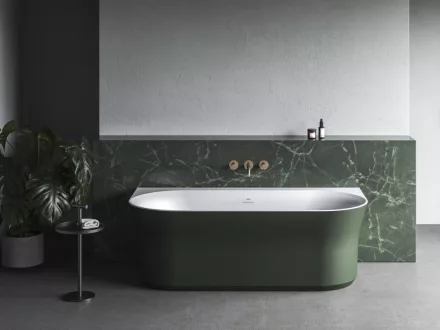 Ravak Ypsilon Wall falhoz illeszthető akrilkád 178x86 cm fehér le-és túlfolyóval, fehér/grey green XC00100064