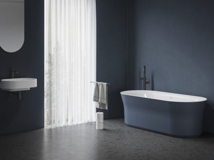 Ravak Ypsilon szabadonálló akrilkád 180x80 cm fehér le-és túlfolyóval, fehér/deepsea blue XC00100071