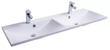 Ravak Flat Duo duplamosdó 120×46 cm csaplyukkal és túlfolyóval, fehér kivitelben