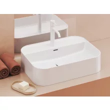   Ravak Ceramic Slim Shelf R kerámiamosdó 55x40 cm, túlfolyóval és csapfurattal, fehér XJX01155005