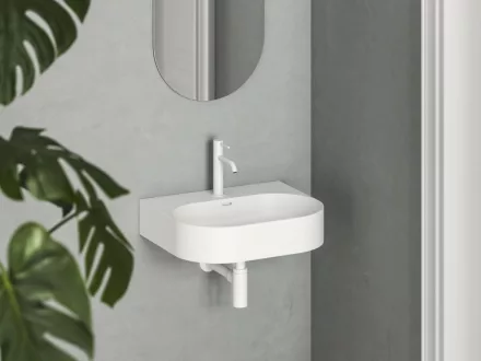 Ravak Ceramic Slim Wall O kerámia mosdó csaplyukkal és túlfolyóval 54x44 cm, fehér XJX01155008
