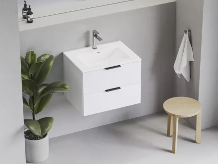 Ravak Arctic 60 beépíthető kerámia mosdó 61x46 cm csapfurattal és túlfolyóval, fehér.