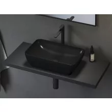   Ravak Uni 500 R Slim pultra tehető mosdó 50x31 cm, túlfolyó nélkül, fényes fekete XJX03150000