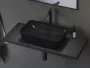 Ravak Uni 500 R Slim pultra tehető mosdó 50x31 cm, túlfolyó nélkül, fényes fekete XJX03150000