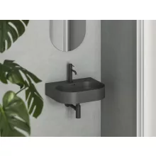   Ravak Ceramic Slim Wall O kerámia mosdó csaplyukkal és túlfolyóval 54x44 cm, antracit XJX03155002