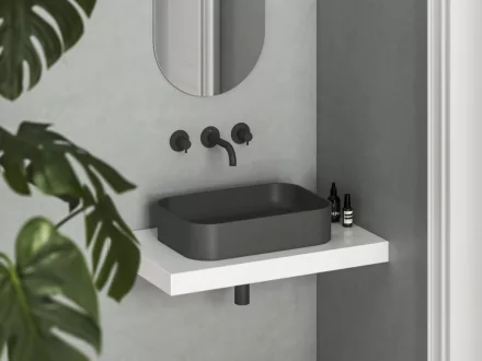 Ravak Ceramic 550 Slim R kerámia mosdó túlfolyó és csapfurat nélkül, antracit XJX03155003