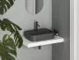 Ravak Ceramic Slim Shelf R kerámiamosdó 55x40 cm, túlfolyóval és csapfurattal, antracit XJX03155004