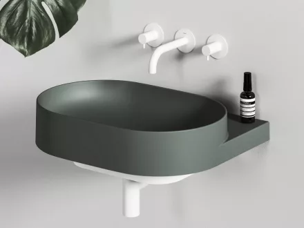 Ravak Yard 600 kerámia mosdó, túlfolyó és csapfurat nélkül, grey green XJX08060000
