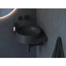   Ravak Yard 450 C kerámia sarok mosdó, túlfolyó és csapfurat nélkül, matt fekete XJX0D045000