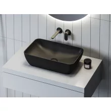  Ravak Uni 500 R Slim pultra tehető mosdó 50x31 cm, túlfolyó nélkül, matt fekete XJX0D150000