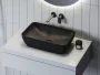 Ravak Uni 500 R Slim pultra tehető mosdó 50x31 cm, túlfolyó nélkül, matt fekete XJX0D150000
