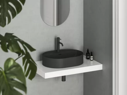 Ravak Ceramic Slim Shelf kerámia mosdó 55x40 cm, matt fekete XJX0D155002