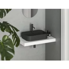   Ravak Ceramic Slim Shelf R kerámiamosdó 55x40 cm, túlfolyóval és csapfurattal, matt fekete XJX0D155004