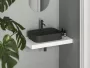 Ravak Ceramic Slim Shelf R kerámiamosdó 55x40 cm, túlfolyóval és csapfurattal, matt fekete XJX0D155004