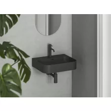   Ravak Ceramic Slim Wall R mosdó 55 csaplyukkal és túlfolyóval, matt fekete XJX0D155005