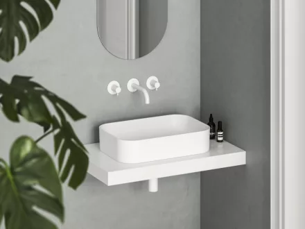 Ravak Ceramic 550 Slim R kerámia mosdó túlfolyó és csapfurat nélkül, matt fehér XJX0E155004