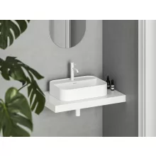  Ravak Ceramic Slim Shelf R kerámiamosdó 55x40 cm, túlfolyóval és csapfurattal, matt fehér XJX0E155005