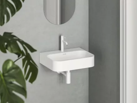 Ravak Ceramic Slim Wall R mosdó 55 csaplyukkal és túlfolyóval, matt fehér XJX0E155006